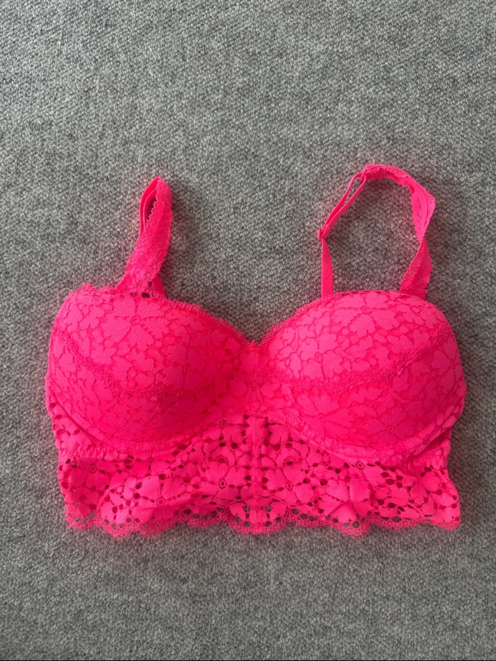 Victoria's Secret Neon Pink Lace Longline Bralette